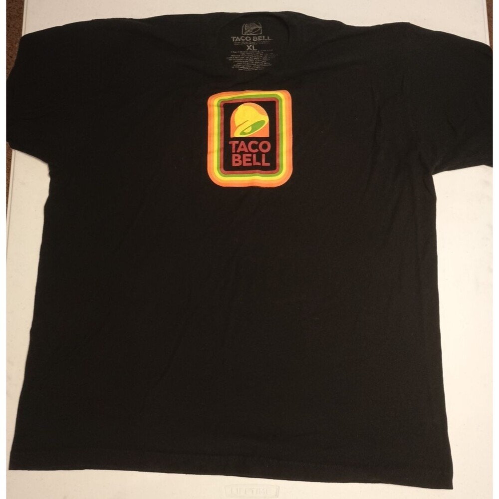 OFFICAL BLACK TACO BELL T SHIRT Yellow Bell Retro 80s 90s Logo Tee ADULT XL